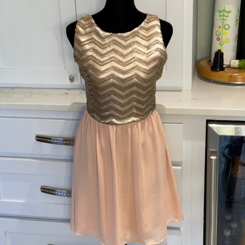 New Peach ARLOH with Gold Sequin Top Dress